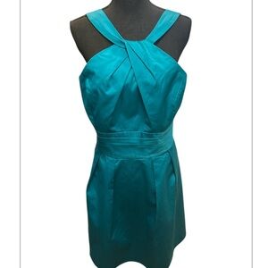 David's Bridal Aqua Chock Collar Dress, size‎ 16 in EUC.